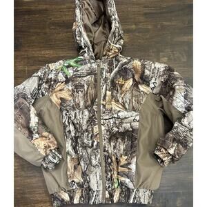 Habit Realtree Edge Long Sleeve Hooded Camo Hunting Jacket Y Medium Full Zip